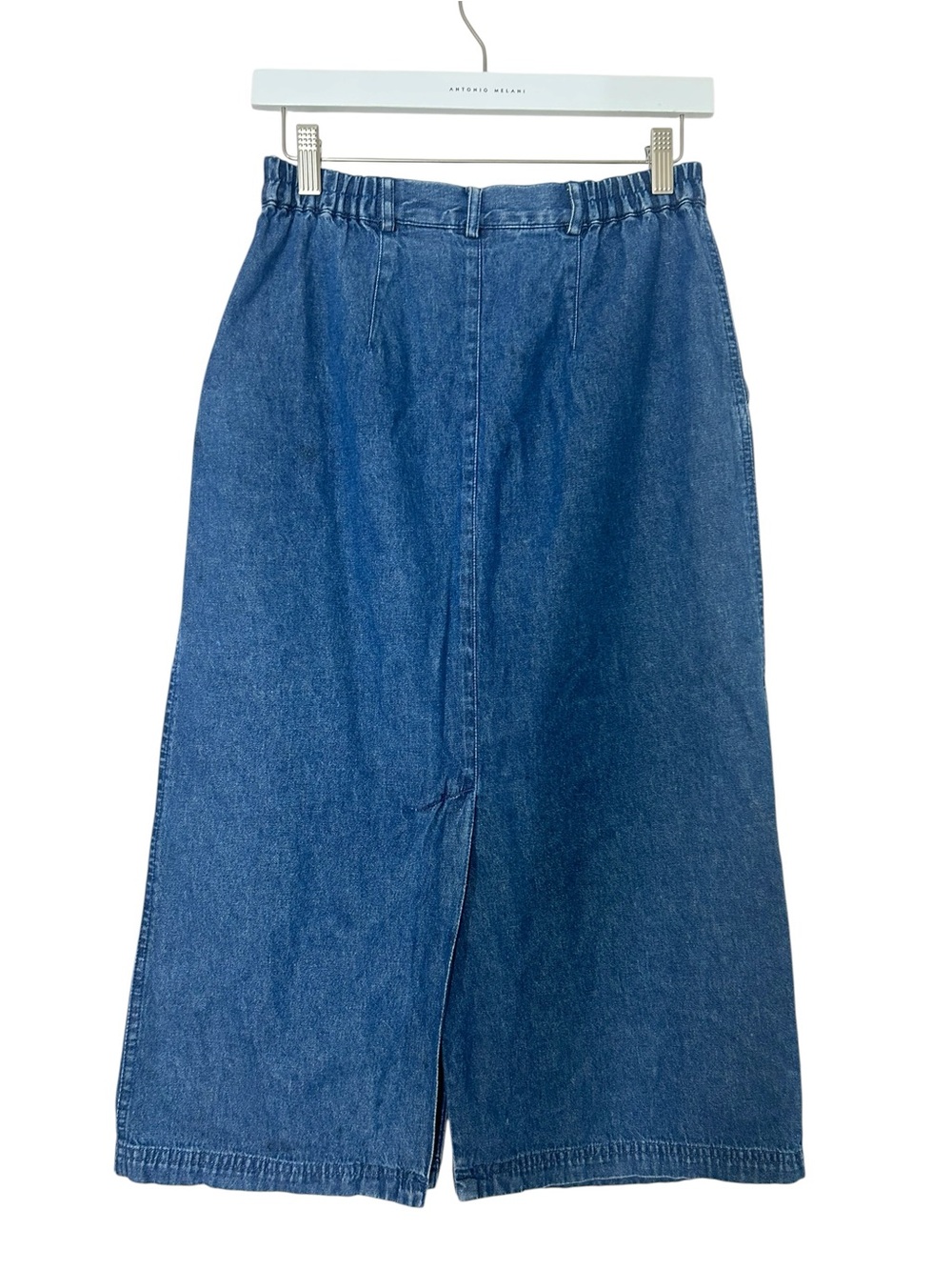 Susan Bristol Vintage 90s Button-Front Midi Denim Skirt Blue S - Picture 8 of 12